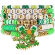 Blessed to be Irish Bracelet Polymer Clay Bead Heishi Surfer Bracelet