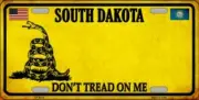 SOUTH DAKOTA DON'T TREAD ON ME FLAG METAL AUTO TAG LICENSE PLATE 6X12 (NEW)