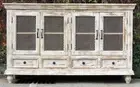 Rustic Shabby Chic White French Country Sideboard Wire Door Storage Cabinet