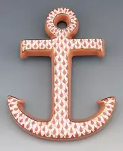 BRAND NEW HEREND Hanging 4.5” Boat ANCHOR Rust Fishnet Figurine $410 Retail
