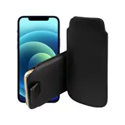 MEZON Apple iPhone 12 Mini (5.4") Pull Tab Slim PU Leather Pouch Sleeve Case - Black