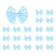 24Pcs 3.5" Satin Ribbon Bows with Twist Ties for Gift Wrapping Light Blue