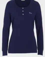 BNWT Peter Alexander Size M Navy Henley Long Sleeve Top/ Sleep Tee