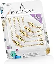 BEADNOVA 4pcs Necklace Extender Chains Set (3" 4" 5" 6") with 1pc Magic Magnetic Clever Clasp for Necklaces Bracelets