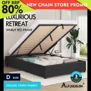 ALFORDSON Bed Frame Double Size Gas Lift Storage Mattress Base Charcoal WILBUR