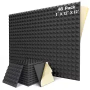 48 Pack Sound Proof Foam Panels for Walls with Self Adhesive 12" X 12" X 1" H...