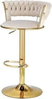 [Artiss] Bar Stools Stool Adjustable Kitchen Swivel Counter Barstools Dining Chair Gas Lift Soft Velvet in 61-81cm Seat Height Floor for Home Bar Dining Room Cafe Outdoor Indoor Ivory