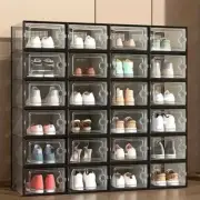 6PCS Shoe Storage Box Clear Stackable Shoe Container XL Black Shoe Rack USA Sell