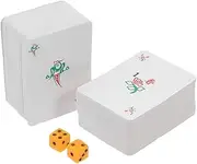 WOONEKY Portable Mahjong Card Set 144 Cards Chinese Style Design Great for Travel Camping Entertaining