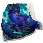 Fantasy Creature Omen Purple Dragon Throw Blanket