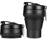 Collapsible Coffee Cup, 16 OZ 480Ml Silicone Folding Camping Cup, Black