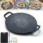 Non Stick Round Baking Pan, Consecutive Non-stick Round Baking Pan, Korean Grill Pan for Indoor Cooking, Korean BBQ Grill Pan, Korean Grill Pans for Indoor Cooking, Multifunctional Stove Plate for Mea