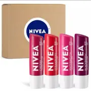 NIVEA Lip Care, Fruity Tinted Lip Balm Variety Pack, Includes Cherry, Strawbe145