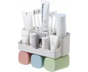 Toothpaste Dispenser,Toothbrush Holder,Multifunctional Wall-Mounted Toothbrush For The Bathroom With Squeezing Toothpaste Dispenser,Toothpaste,Cosmetics An