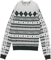 [adidas] Golf Women's Golf Sweater, Historical Pattern, Long Sleeve Crew Neck Sweater, Shadow Green, S