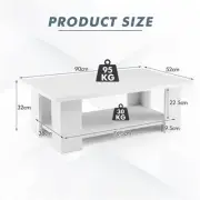 Modern Coffee Table with 2-Tier Storage Shelf for Living Room Decor