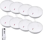 LEVSUPTY 8 Pack Wireless Interconnected Photoelectric Smoke Alarm | AS3786 Certified |10 Year Battery Life | Australian States Law Compliant | Somke Detector with Remote Pre Linked | Email Support