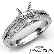 Prong Setting Asscher Diamond Engagement Semi Mount Ring 14k White Gold 0.65Ct