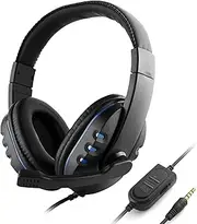 Namolit 3.5mm Wired Gaming Headphones Over Ear Game Headset Noise Canceling Earphone with Microphone Volume Control for PC Laptop Smart Phone Black & Blue