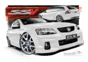 HOLDEN VE II SSV REDLINE COMMODORE WAGON HERON WHITE A3 FRAMED PRINT (HC487)