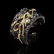 [HXSCOO] Silver Ladies Ring Moonstone Ladies Ring Zircon Jewelry Series Black Gold Luxury Elegant Bohemian Jewelry (Color : KYRA01133, Size : 9)