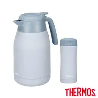 在飛比找ETMall東森購物網優惠-期間限定【THERMOS膳魔師】不鏽鋼淺墨藍按壓式保溫壺15