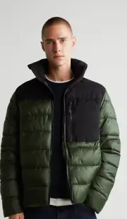 ***BRAND NEW Mens Zara Green/Black Puffer Jacket. NEVER WORN***