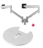 Atdec AWMS-2-D13 Dual 690mm Dynamic Monitor Arms + 135mm Post / 8kg Flat and Curved Screens + Grommet Clamp Desk Fixing, Silver