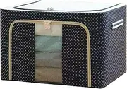 LeoLeozz Clothes Storage Bag | Folding Large Storage Bags | 24L Large Clothes Storage Bag Bin Closet Organizer with Zipper and Clear Window for Sweaters Coats T-Shirts (Blue)