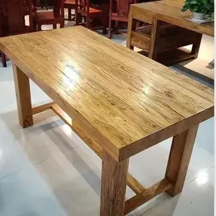 老榆木茶桌實木餐桌榆木桌子長方形家用飯桌飯店桌椅組合原木大板