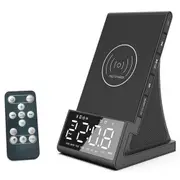 GREEN TIME X7 Wireless Fast Charger Alarm Clock Radio, LED Smart Digital Desktop, Subwoofer Bluetooth Speaker - EU Plug