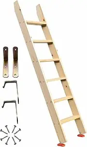 Bunk Bed Ladder with 3.9" Wide Steps & Hooks Brackets & Rubber Foot Pads, Lightweight Replacement Ladder, Wood Twin Loft Bed Ladder for Dorm Camper Rv Kid's Bedroom (Size : 145cm/4