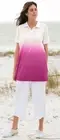 WOMAN WITHIN DIP-DYE POLO TUNIC PULLOVER TOP WOMEN'S PLUS SIZE 2X 26/28 **NIP!**