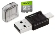 PNY 64GB Elite microSDXC UHS-I/U1 Class 10 Memory Card with OTG Reader 85MB/s SP