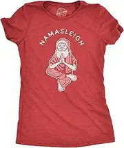 [Crazy Dog T-shirts] Womens Namasleigh Tshirt Funny Namaste Yoga Meditation Santa Sleigh Christmas Tee