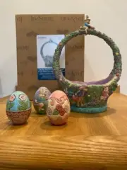 Jim Shore #6010591 On the Hunt for Easter Surprises Basket Egg Hunt New 2023