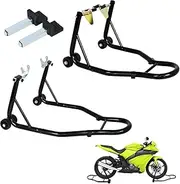Advwin Motorcycle Stand Lift 500KG, Motorcycle Front Rear Combo Wheel Lift Stand U+L, Sport Bike Motorcycle Wheel Fork Stand with Adjustable Swing Arm Spool, Fits Most BMW Suzuki Yamaha Honda