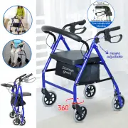 Classic Lightweight Folding Mobility Walking frame Rollator Seat Walker Blue