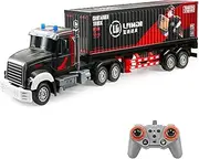 Leopmase 1:24 RC Semi Truck with Trailer Toy Black