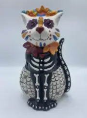 Blue Sky Clayworks DAY OF THE DEAD HALLOWEEN "SKELETON CAT" T-LITE 11" NWT