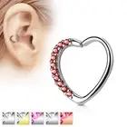 Lined CZ Set Heart Ear Cartilage Tragus Rook Snug Daith Hoop Rings Piercing