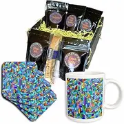 3dRose cgb_58376_1 Bright Vibrant and Colorful Blue Gaudi Inspired Mosaic Pattern-Stain Glass Like-Multicolored-Coffee Gift Basket