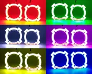 4pcs 70mm 2 3/4" X style RGB halo rings LED angel eyes bluetooth Flash lamp DRL