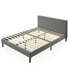 Zinus Nelly Bed Frame Double Fabric Platform Base Wooden Grey