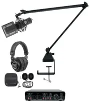 Rockville R-TRACK 2x2 1-Person Podcast Kit w/ RCM PRO Microphone+Boom+Headphones