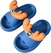 [YUYUBAOER] Unique Kids Antlers Shape Slippers, Pool Beach Slide Bathroom Sandals for Boys and Girls, Anti-Slip Flip Flops House Shoes blue-160
