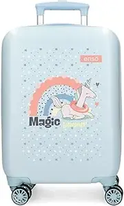 [Enso] Magic Summer Cabin Suitcase Blue 33 x 50 x 20 cm Rigid 2 kg Combination Lock Side ABS 2 kg 33L Hand Luggage, Blue, One Size, Cabin Suitcase
