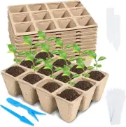 Seed Starter Tray Peat Pots Kit Biodegradable Germination Seedling Trays 120Cell