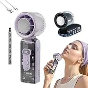 Icerush Turbo – Handheld Fan with Instant Cooling Plate & LED Light, Portable Handheld Turbo Fan with Ice Cooling,Transparent Case Design, 13000 Rpm High Speed Motor, 5°c Icy Coolings (Purple)