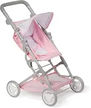 JC Toys - Berenguer Boutique | Fashionable Stroller with Canopy and Storage | Simple Folding |Pink Floral Collection | for Dolls up to 18" | Ages 3+